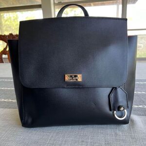 Kate Spade Quincy Leather Backpack Black/ Hot  pink